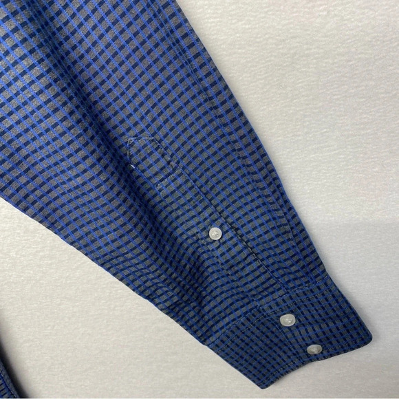 Pintlar Blue Button Down Shirt M Western Check - Picture 4 of 6